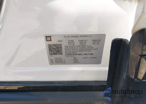 2020 Chevrolet Traverse Awd Premier z USA, uszkodzony, nr VIN 1GNEVKKW5LJ267368